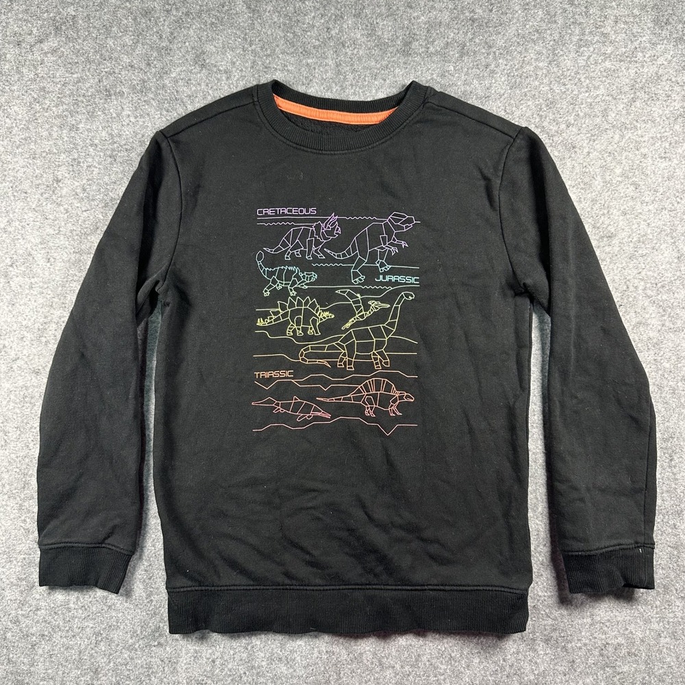 Cat & Jack Dinosaur Eras Graphic Sweatshirt Boys M 8/10 Black Cotton Blend